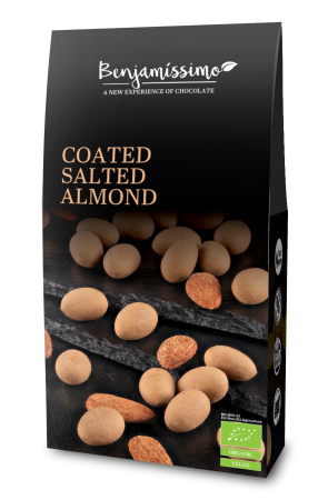 Gustări & Mic Dejun - Migdale sărate învelite în ciocolată cu caramel sărat bio 60g Benjamissimo