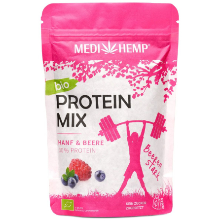 Shake-Uri și Pudre Proteice - Mix proteic din cânepă cu fructe bio (30% proteine) 200g Medihemp
