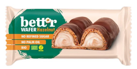 Gustări & Mic Dejun - Napolitană cu cremă de alune de pădure bio 33g Bettr