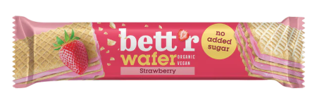 Gustări & Mic Dejun - Napolitană cu cremă de căpșuni și caju, îndulcită cu eritritol bio, 30g Bettr