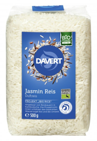 Semințe, Boabe, Cereale - Orez jasmin alb bio wildlife-friendly 500 g Davert