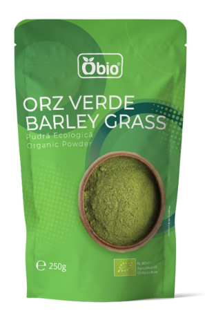 Suplimente Certificate IBA si MS - Orz verde pudră bio 250g Obio