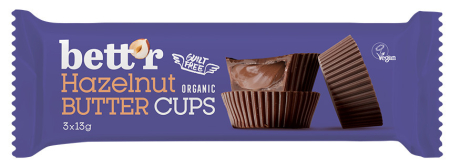 Gustări & Mic Dejun - Praline cu cremă de alune de pădure bio 3 buc x 13 g Bettr