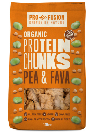 Ready To Eat, Semipreparate, Culturi - Proteină vegetală texturată din mazăre și fava, bucăți mari, bio, 125g Profusion