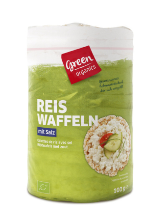 Gustări & Mic Dejun - Rondele de orez integral expandat bio cu sare, 100 g Green Organics