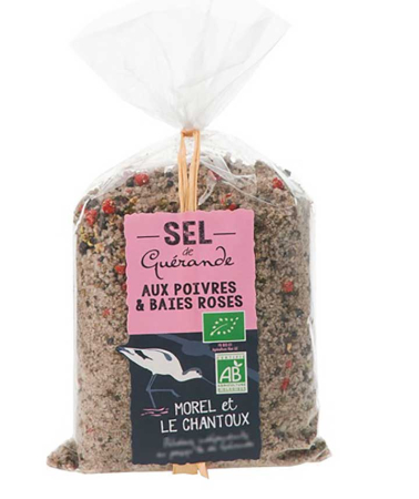 Zahăr, Sare, Îndulcitori, Agenți de Îngroșare - Sare de mare cu piper și boabe de piper roz bio 250 g Morel et Le Chantoux