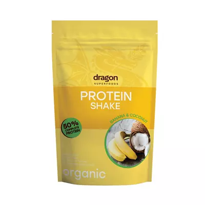Shake-Uri și Pudre Proteice - Shake proteic banane și cocos bio 450g Dragon Superfoods