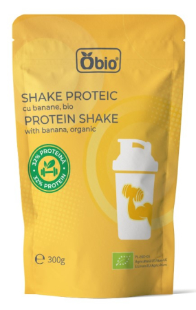 Shake-Uri și Pudre Proteice - Shake proteic cu banane bio 300 g Obio