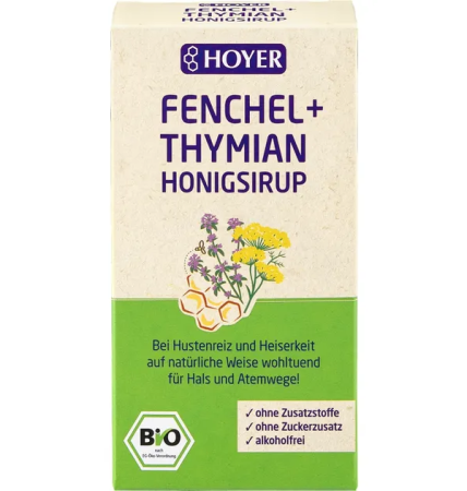 Produse Apicole - Sirop de miere cu fenicul și cimbru bio 250g Hoyer