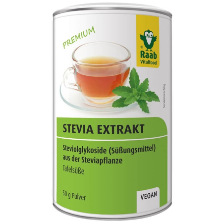Zahăr, Sare, Îndulcitori, Agenți de Îngroșare - Ștevia pulbere extract solubil premium 50g Raab