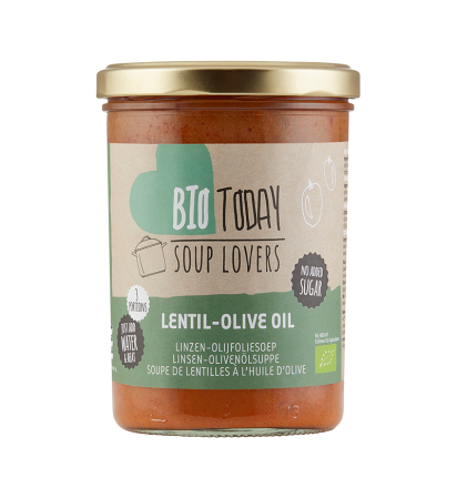 Ready To Eat, Semipreparate, Culturi - Supă cremă de linte cu ulei de măsline bio 400 ml Bio Today