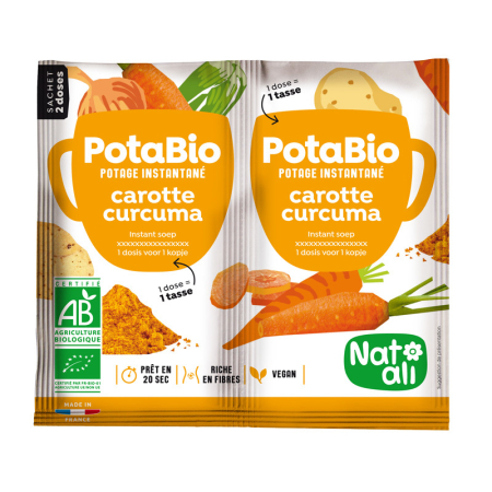 Ready To Eat, Semipreparate, Culturi - Supa instant cu morcovi, turmeric și legume bio 2 buc. x 8,5 g 17 g Nat-ali
