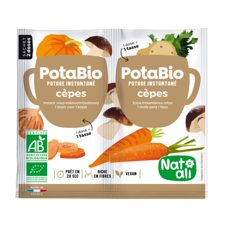 Ready To Eat, Semipreparate, Culturi - Supa instant cu porcini și legume bio 2 buc. x 8,5 g 17 g Nat-ali