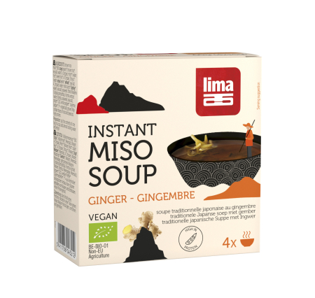 Produse Tradiționale Japoneze - Supă instant miso cu ghimbir bio 4 buc x 15 g Lima