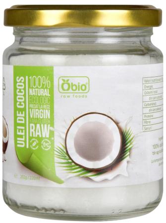 Ulei, Tahini, Oțet - Ulei de cocos virgin presat la rece, raw, bio, 202 g / 220 ml, Obio