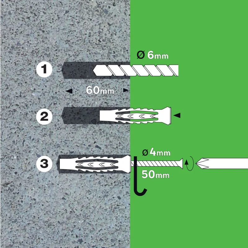 Diblu Universal Surub 8x50mm Set 50 Gri Fixare Ciment Caramida [3]