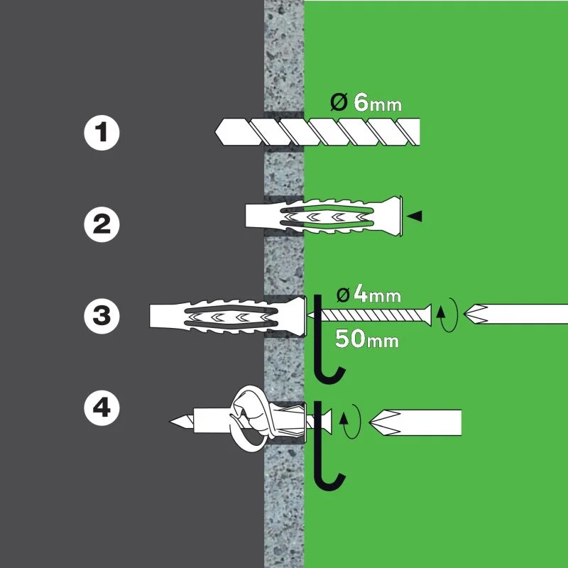 Diblu Universal Surub 8x50mm Set 50 Gri Fixare Ciment Caramida [2]
