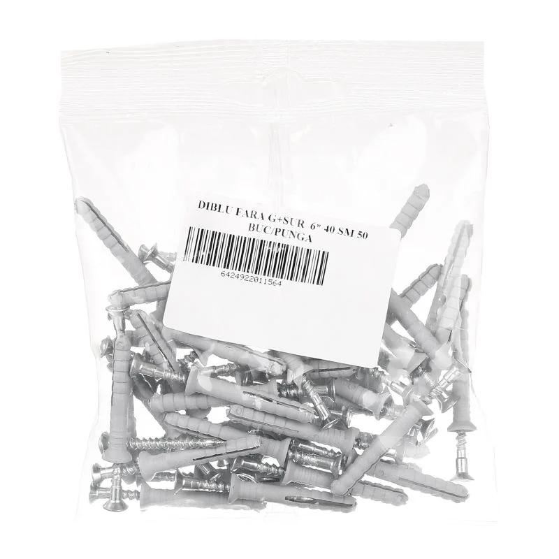 Set 50 Dibluri cu Surub 6x40 mm, Montaj Rapid prin Bataie pentru Beton, BCA [1]