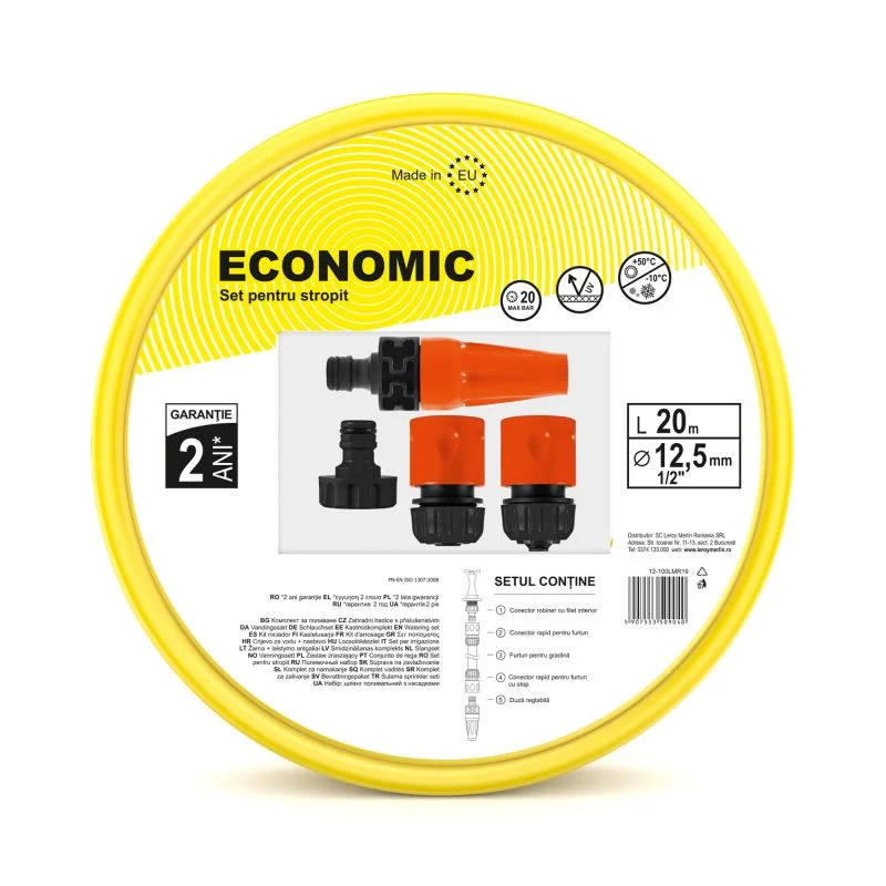 Aspersie si Microaspersie - Set Furtun Gradina Economic 1/2" (20m/20bar) - PVC 3 Straturi