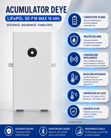 BATERII SISTEM FOTOVOLTAIC - Acumulator Deye LifePo4 SE-F16 MAX 16 kWh IP65 51.2 314 Ah