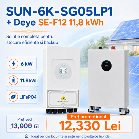BATERII LOW VOLTAGE - Kit Deye SUN-6K-SG05LP1 + baterie SE-F12 11.8 kWh