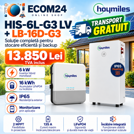KIT SISTEM FOTOVOLTAIC - Kit Invertor Hibrid Hoymiles 6 kW + Acumulator Hoymiles LiFePO4 16 kWh