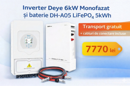 KIT SISTEM FOTOVOLTAIC - Pachet Fotovoltaic Deye 6kW Monofazat + Baterie LiFePO₄ DH-A05 5kWh – Transport Gratuit