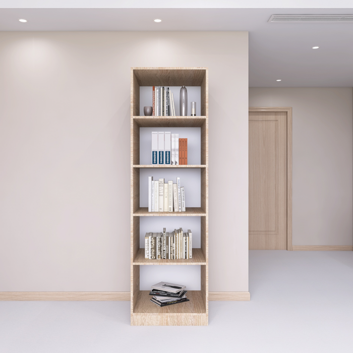 Bibliotecă cu 4 rafturi – H200 x A30 x L40 cm, Culoare Sonoma, Pal 18mm [2]