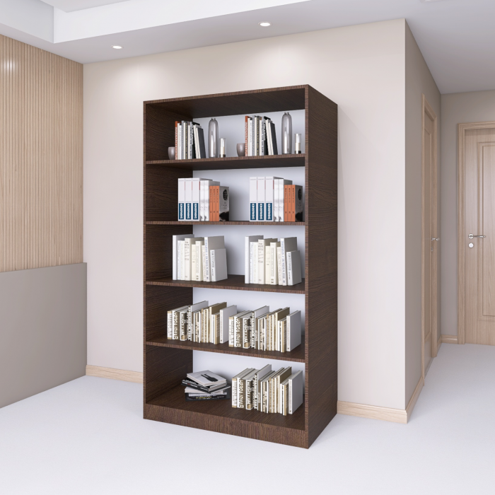 Bibliotecă cu 4 rafturi – H200 x A30 x L80 cm, Culoare Wenge, Pal 18mm [3]