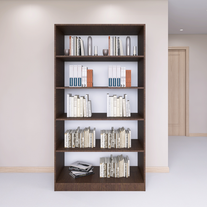 Bibliotecă cu 4 rafturi – H200 x A30 x L80 cm, Culoare Wenge, Pal 18mm [2]