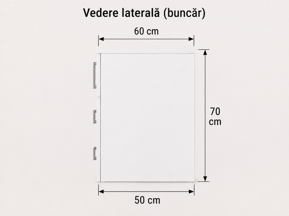 Birou cu 3 sertare si buncher, L140 x H70 x A60 cm, Culoare Alb, Pal 18mm [3]