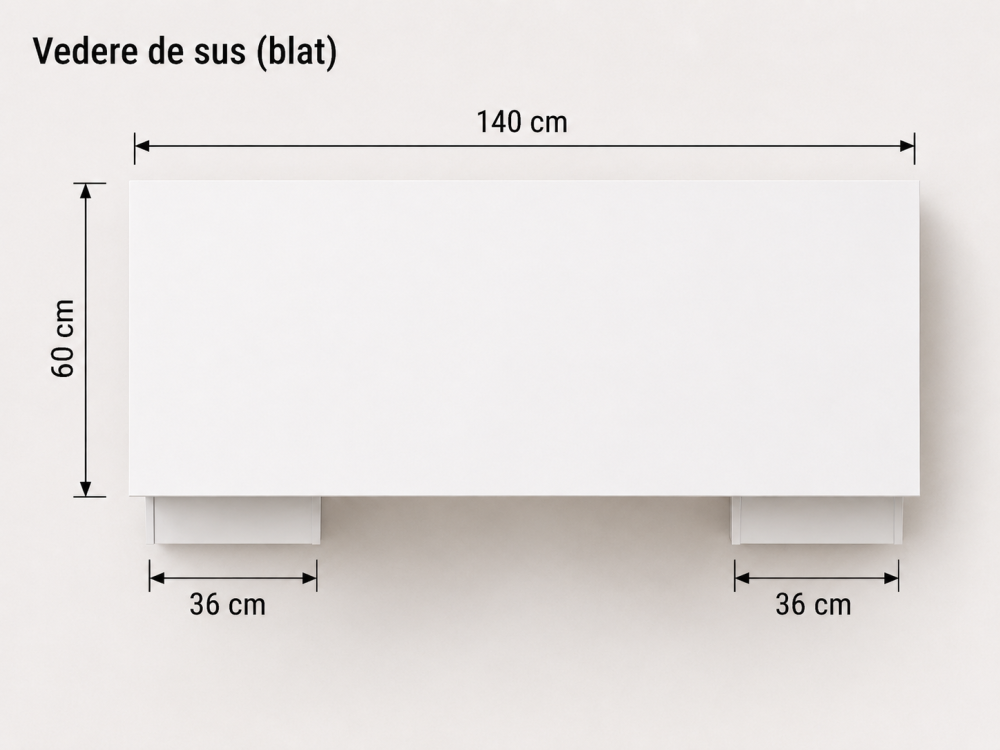 Birou cu 3 sertare si buncher, L140 x H70 x A60 cm, Culoare Alb, Pal 18mm [4]