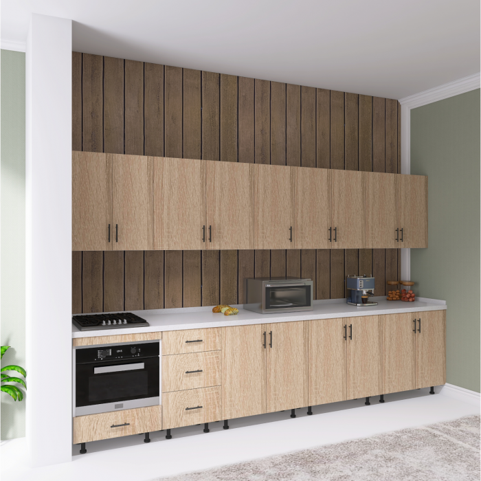 Bucatarie ADA 340 cm, Culoare Stejar Sonoma,  Pal 18mm, Blat Termorezistent 2,8 CM Grosime [1]