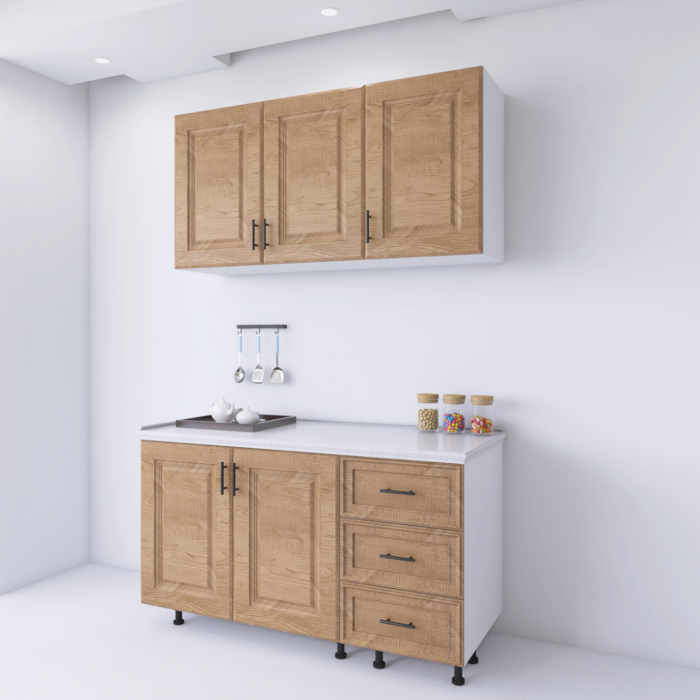 Bucatarie Fronturi MDF 120 cm, Culoare Nuc, Pal 18mm, Blat Termorezistent 2,8 cm [3]