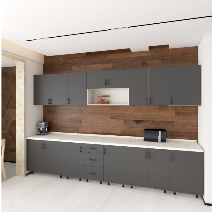 Bucatarie Gri Antracit, Dimensiune 300 cm, Material MDF VOPSIT , Carcasa Pal 18mm [2]