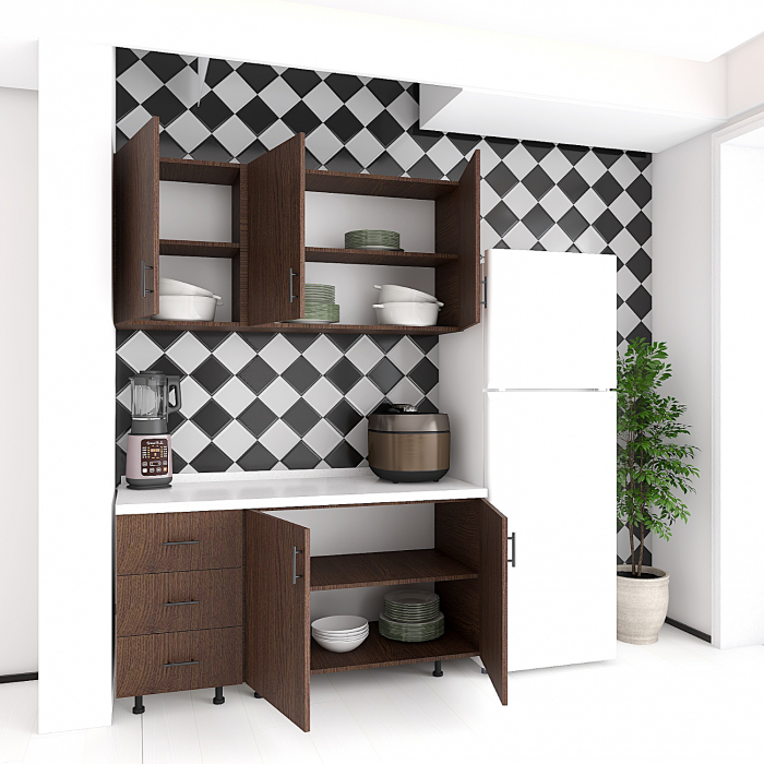Bucatarie Lora 120cm, Culoare Wenge, PAL 18mm, Blat Termorezistent 2,8 cm Grosime [2]