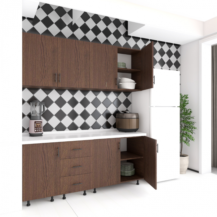 Bucatarie Lora 160cm, Culoare Wenge, PAL 18mm, Blat Termorezistent 2,8 cm Grosime [2]