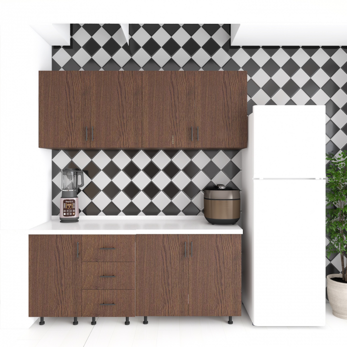 Bucatarie Lora 160cm, Culoare Wenge, PAL 18mm, Blat Termorezistent 2,8 cm Grosime [3]