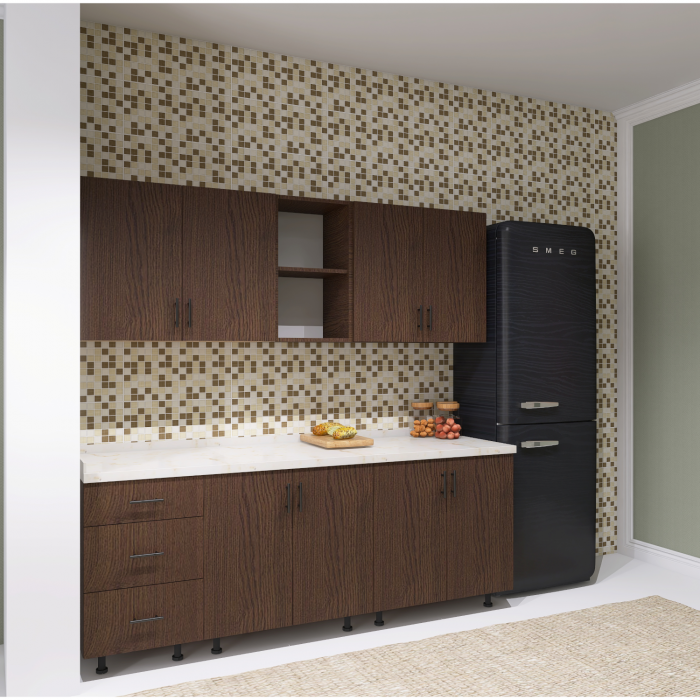 Bucatarie Lora 200 cm, Culoare Wenge,  Pal 18mm, Blat Termorezistent [2]