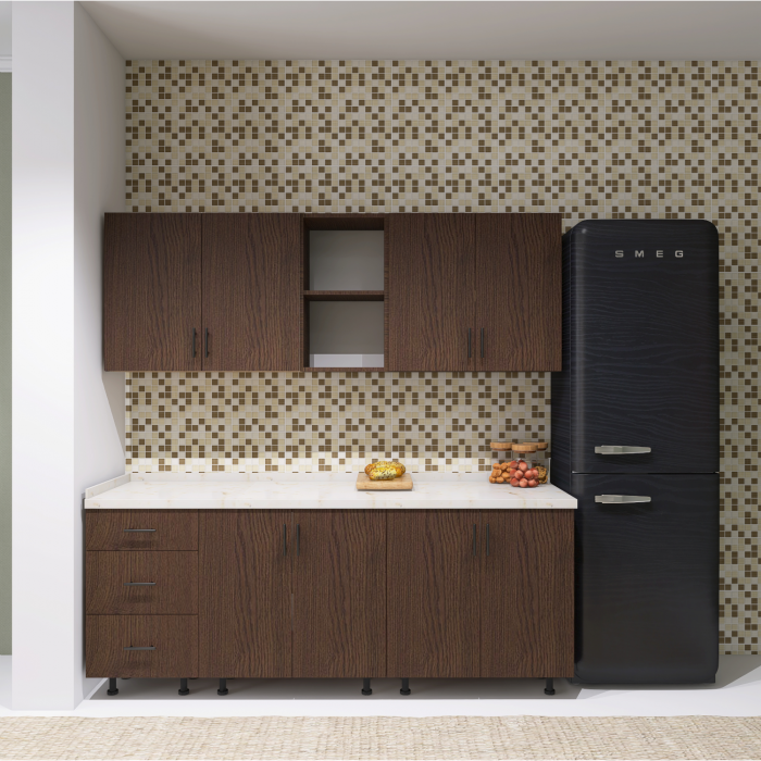 Bucatarie Lora 200 cm, Culoare Wenge,  Pal 18mm, Blat Termorezistent [1]