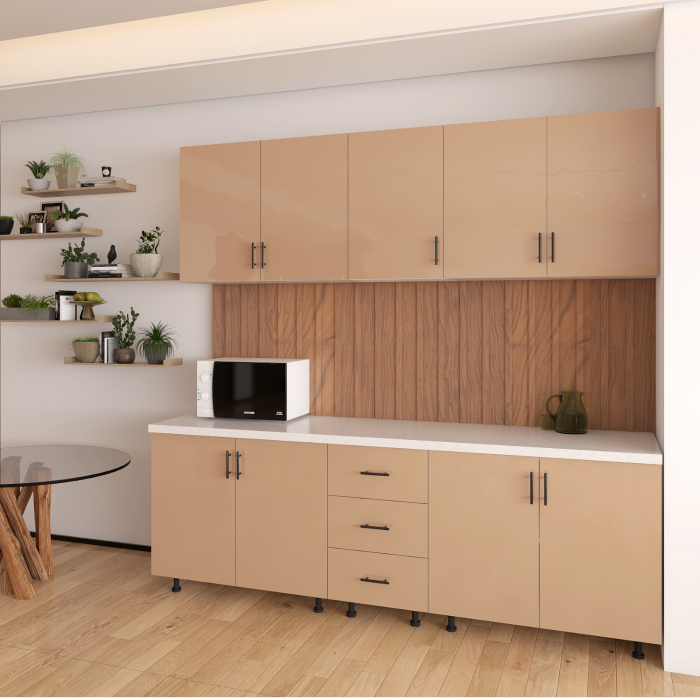 Bucatarie MIA 200 cm, Culoare Capucino, Front MDF, Pal 18mm, Blat Termorezistent 2,8 cm [3]