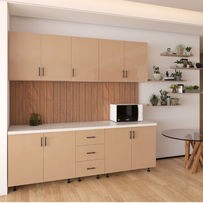 Bucatarie MIA 200 cm, Culoare Capucino, Front MDF, Pal 18mm, Blat Termorezistent 2,8 cm [2]