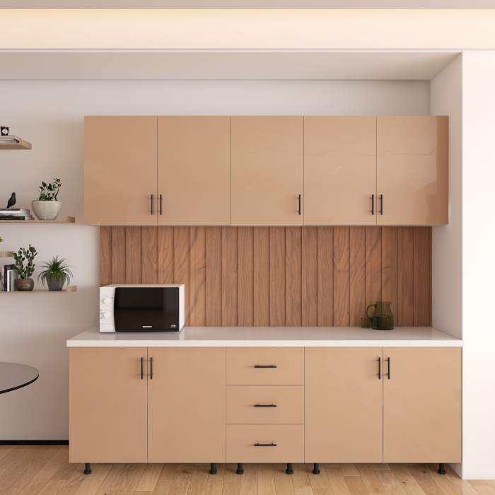 Bucatarie MIA 200 cm, Culoare Capucino, Front MDF, Pal 18mm, Blat Termorezistent 2,8 cm [1]