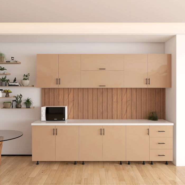 Bucatarie MIA 240 cm, Culoare Capucino, Front MDF, Pal 18mm, Blat Termorezistent 2,8 cm [1]