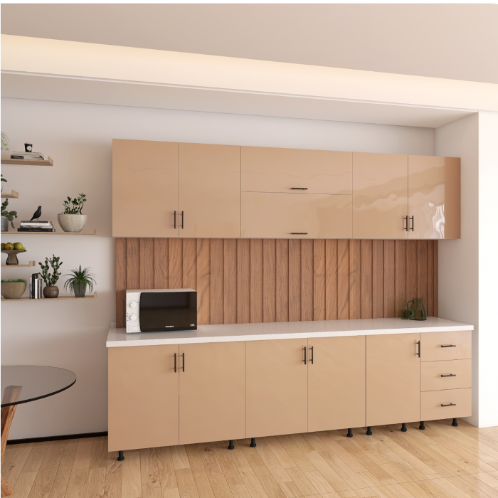 Bucatarie MIA 240 cm, Culoare Capucino, Front MDF, Pal 18mm, Blat Termorezistent 2,8 cm [2]