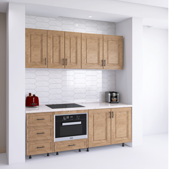 Bucatarie Torino 180 cm, Culoare Nuc, MDF 18mm, Blat Termorezistent 2,8 cm [2]