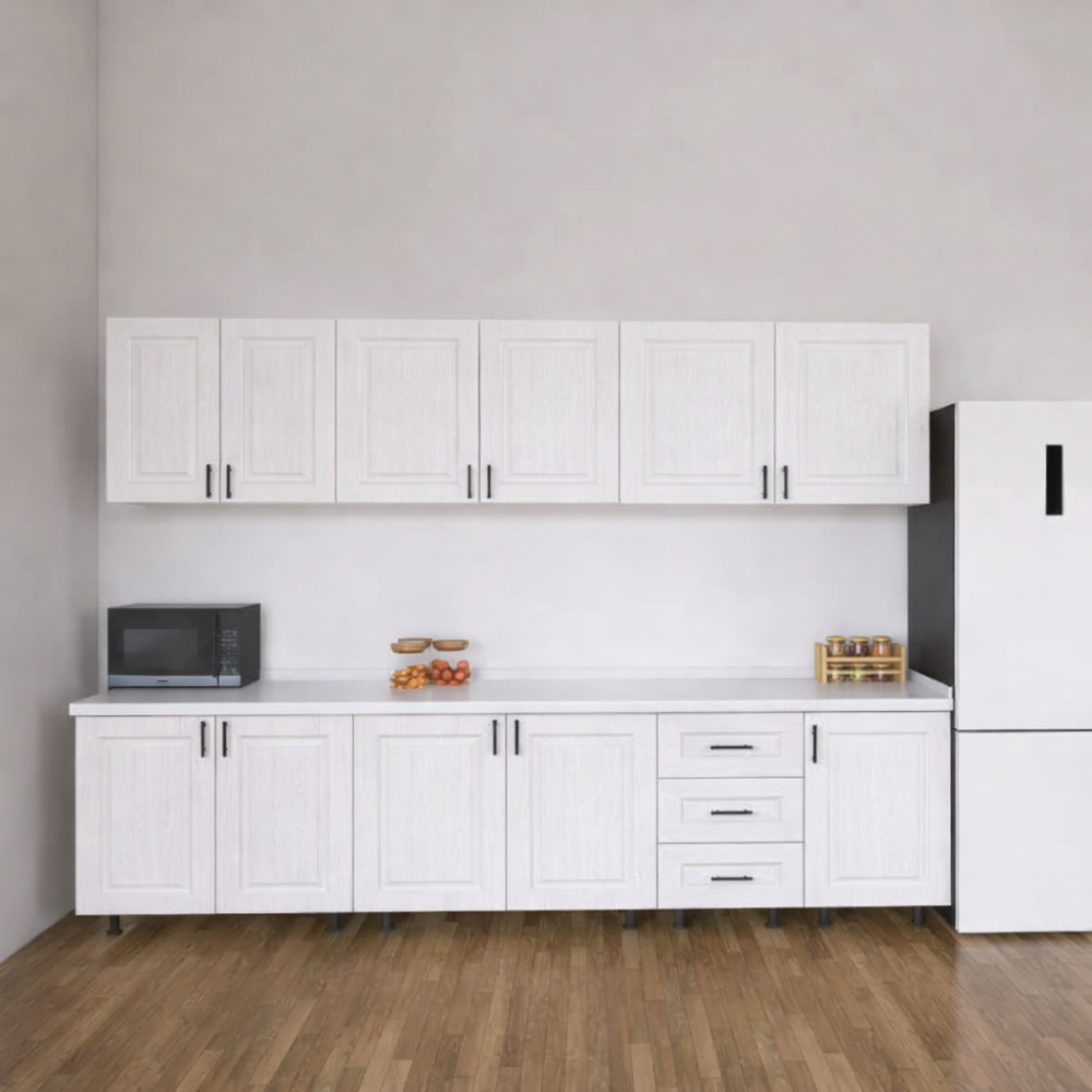 Bucătărie Torino 240 cm MDF ALB – Set complet cu blat termorezistent [2]