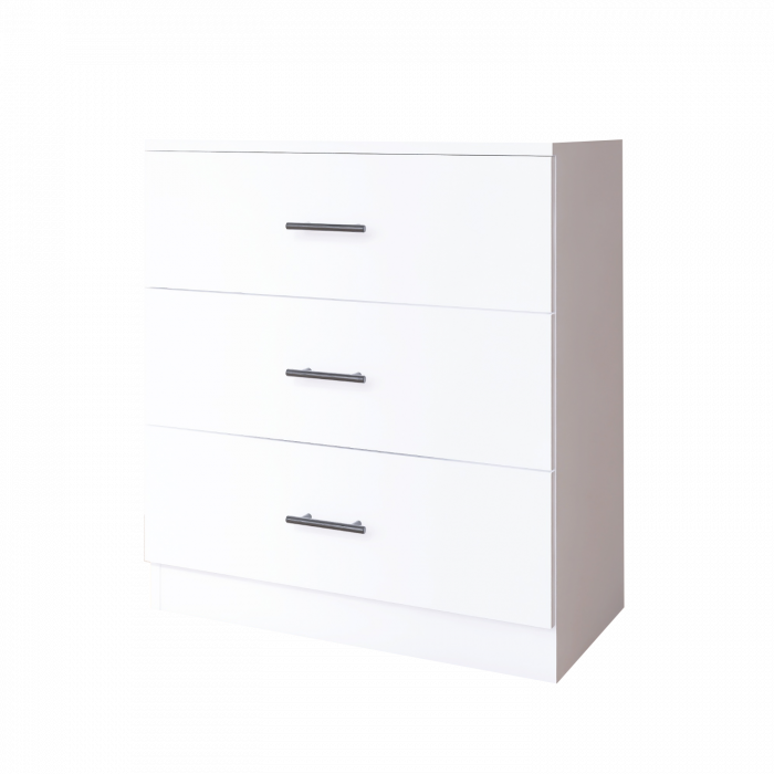 Comoda 3 sertare L80 cm x A42.5 cm x H75 cm, Culoare Alb, Pal 18mm [2]