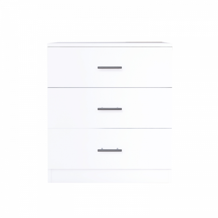Comoda 3 sertare L80 cm x A42.5 cm x H75 cm, Culoare Alb, Pal 18mm [3]