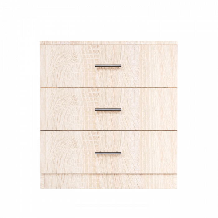 Comoda 3 sertare L80 cm x A43 cm x H75 cm, Culoare Stejar Sonoma, Pal 18mm [3]